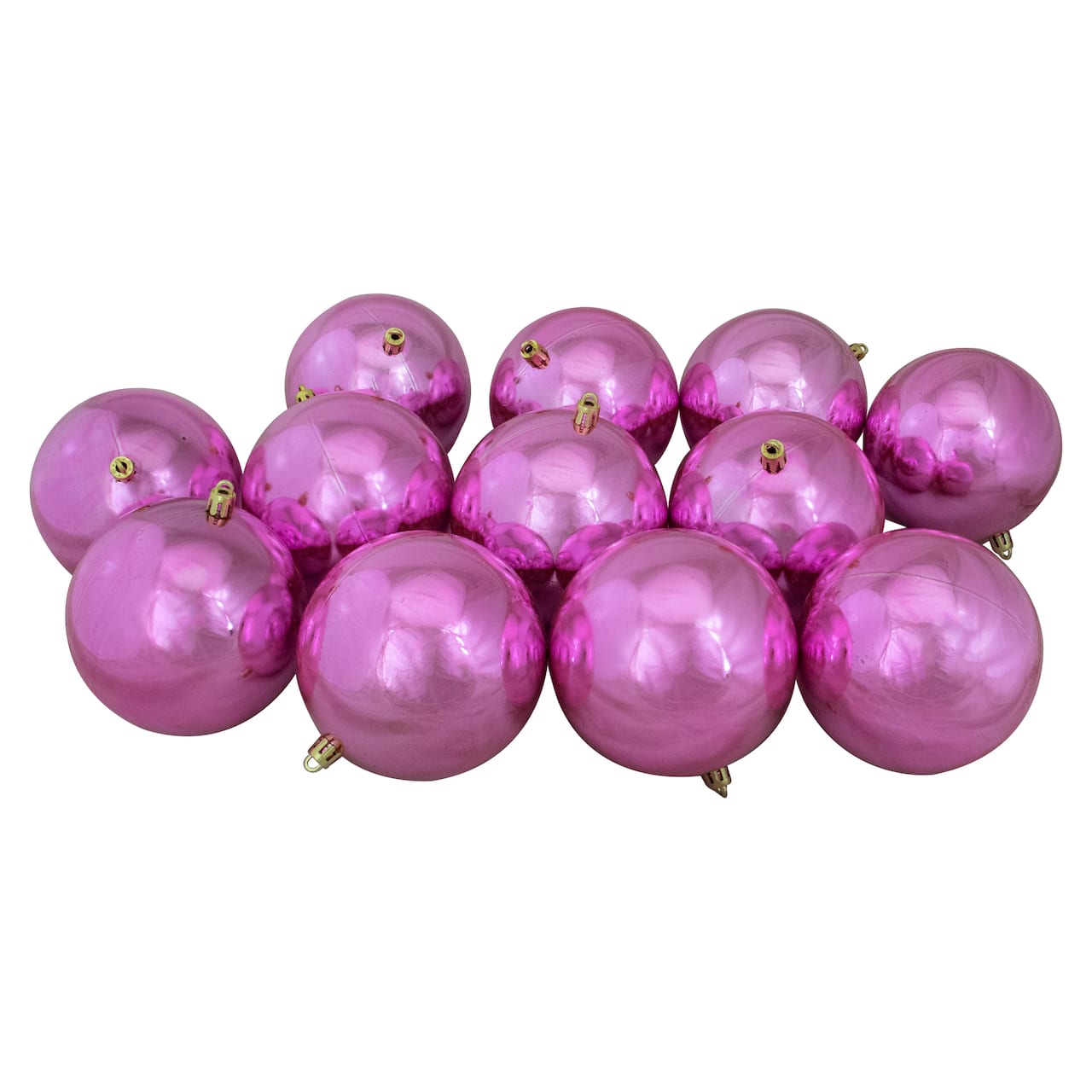 12ct. 4" Pink Shiny Shatterproof Christmas Ball Ornaments
